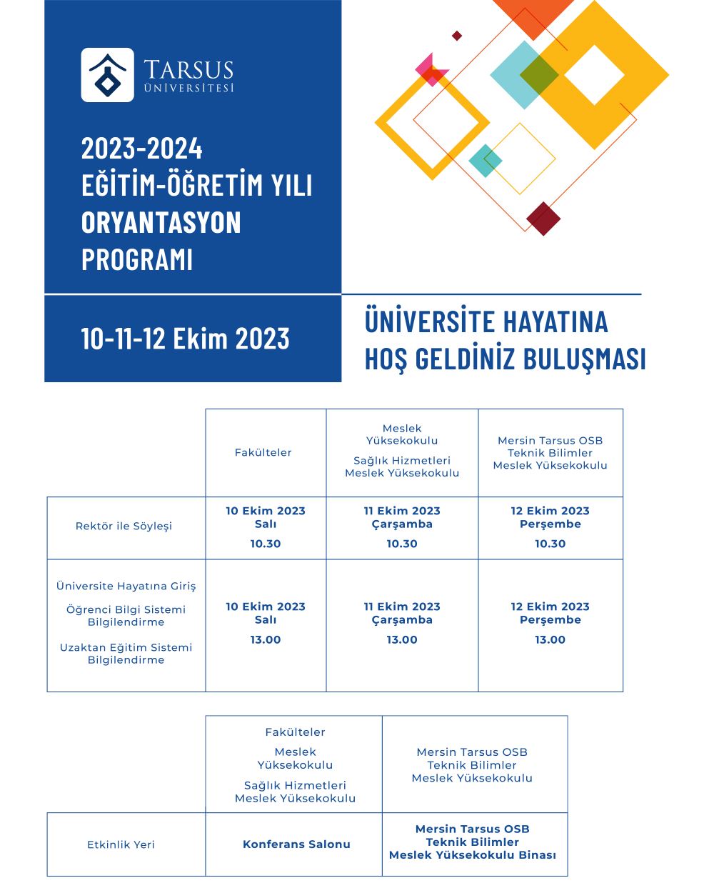 Üniversite Hayatına Hoş Geldiniz Buluşması (2023-2024 Eğitim-Öğretim Yılı Oryantasyon Programı)