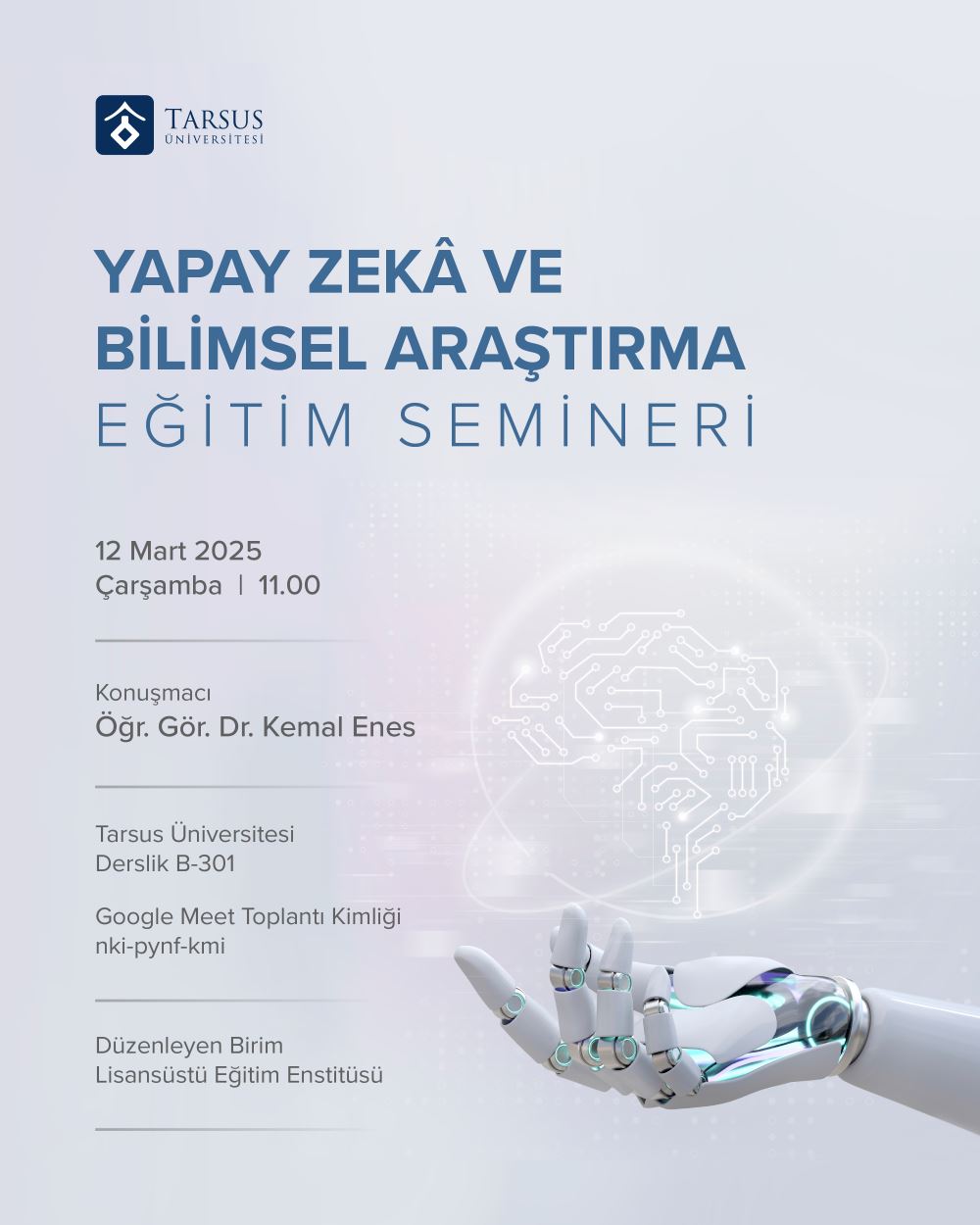 Yapay Zekâ ve Bilimsel Araştırma Eğitim Semineri