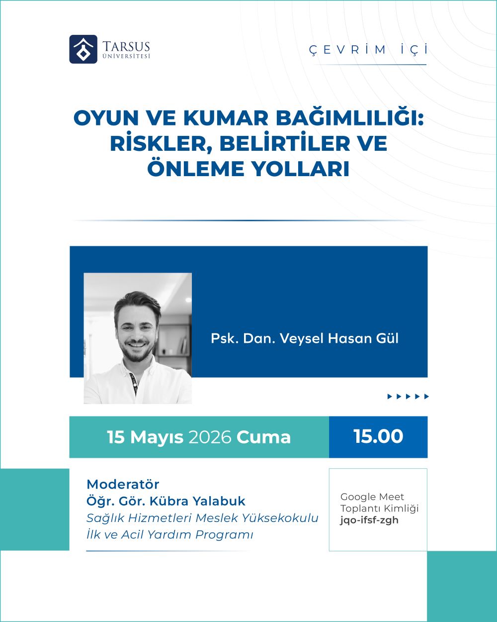 Çevrim İçi Seminer: Oyun ve Kumar Bağımlılığı: Riskler, Belirtiler ve Önleme Yolları