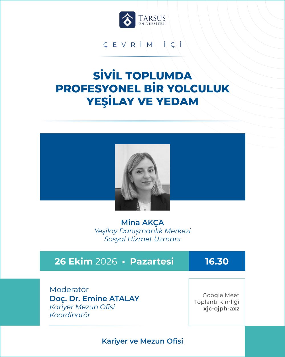 Çevrim İçi Seminer: Sivil Toplumda Profesyonel Bir Yolculuk: Yeşilay ve YEDAM